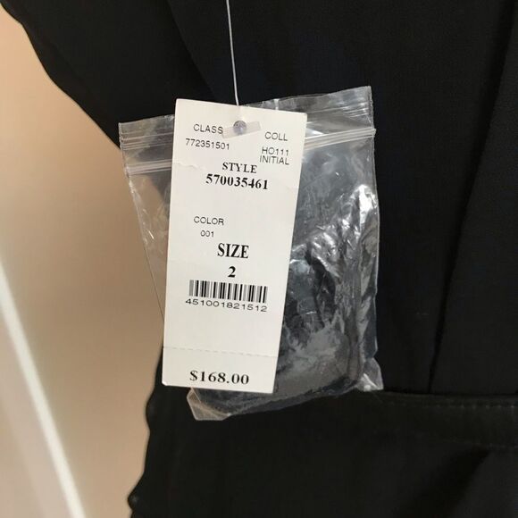 WHBM StraplessĀ Belted Ruffle Chiffonā DressāBlackā2 - Picture 7 of 8